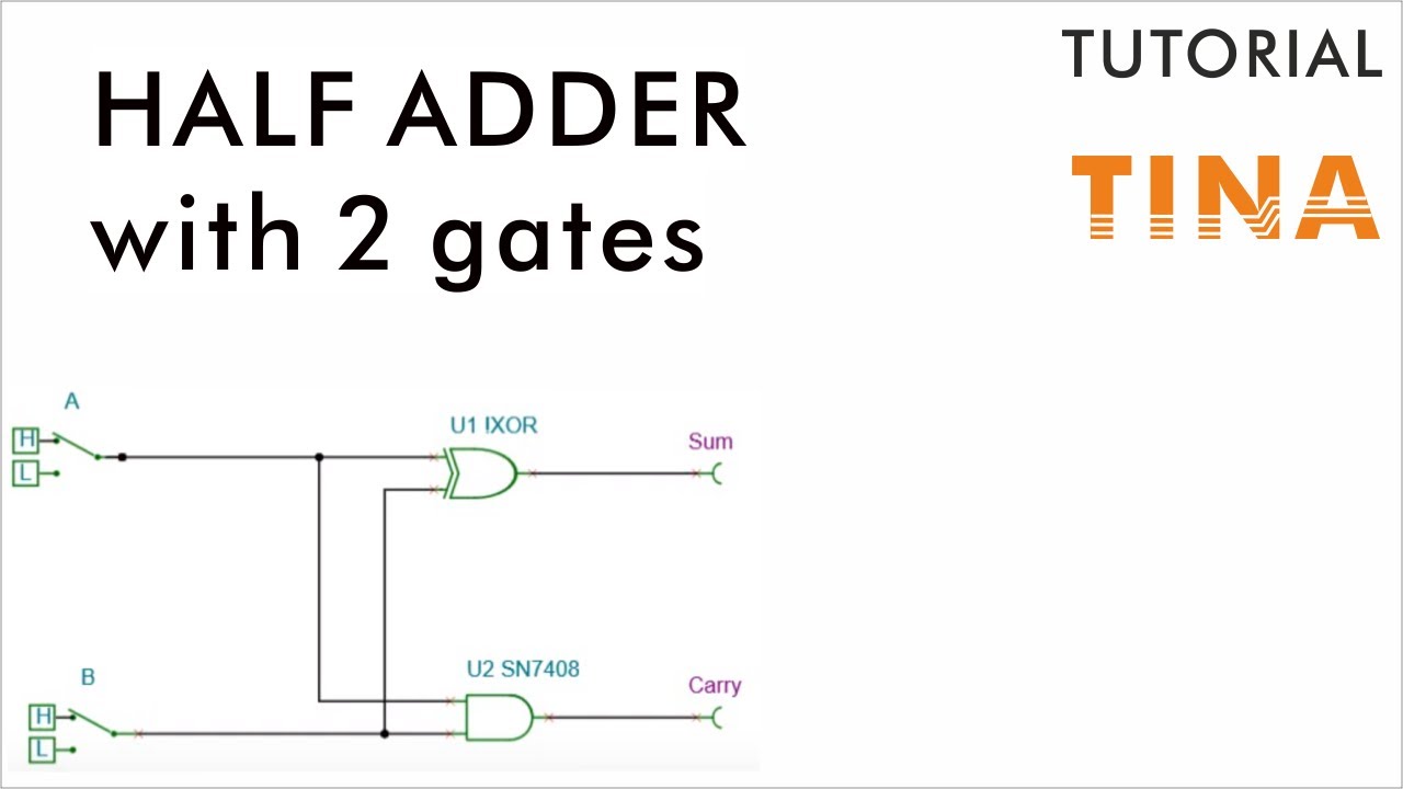 Simulation of a Half Adder with 2 gates using TINA - YouTube