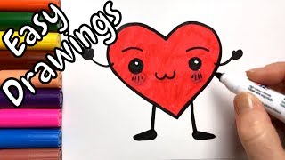 Easy Drawings | How to Draw Cute Heart | Color and Draw Step by Step