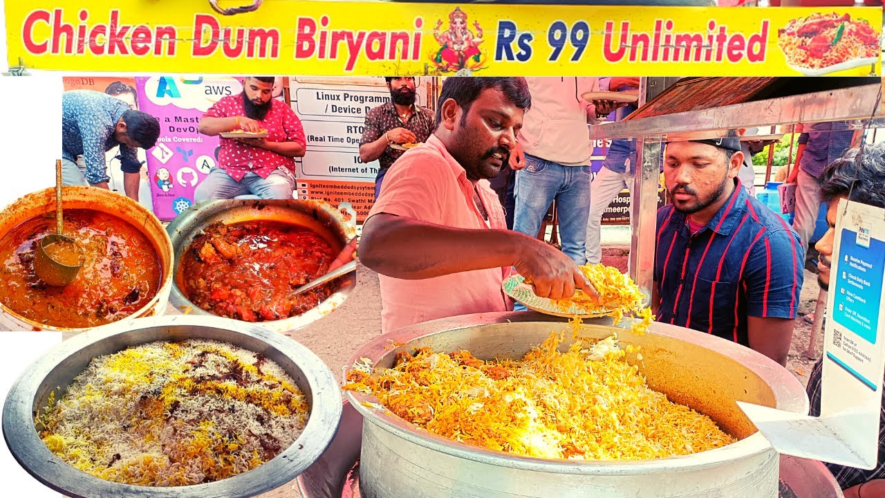 Crowd Going Crazy For Famous Chicken Dum Biryani Rs. 99/- Only