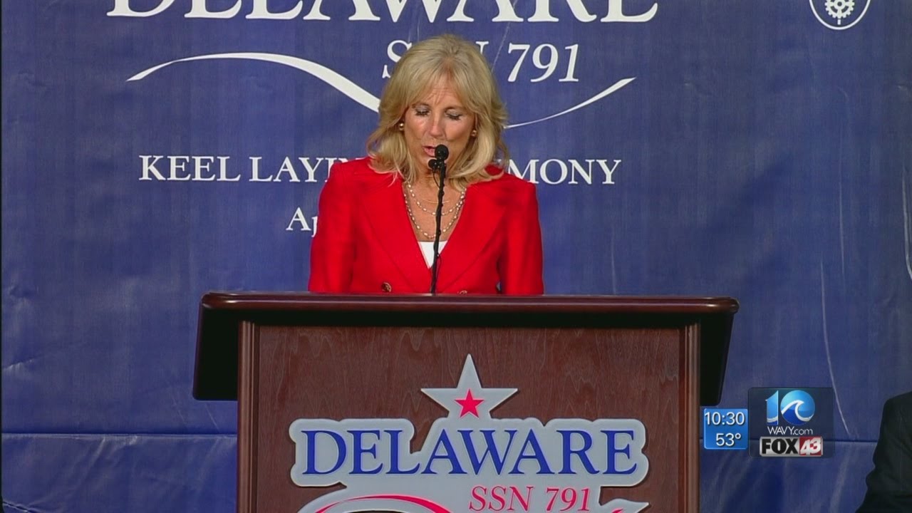 Jill Biden helps mark start of construction on USS Delaware