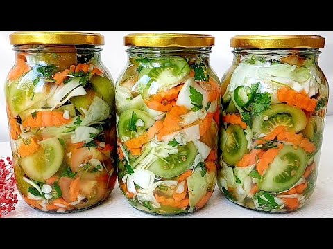Самый вкусный салат в мире Салат из ЗЕЛЕННЫХ ПОМИДОРОВ! ХРАНИТСЯ 12 ...