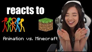 Pokimane reacts to Animation vs. Minecraft (original) by Alan Becker