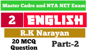 R.K. Narayan MCQ part:-2||Master Cadre English Preparation||part:-2