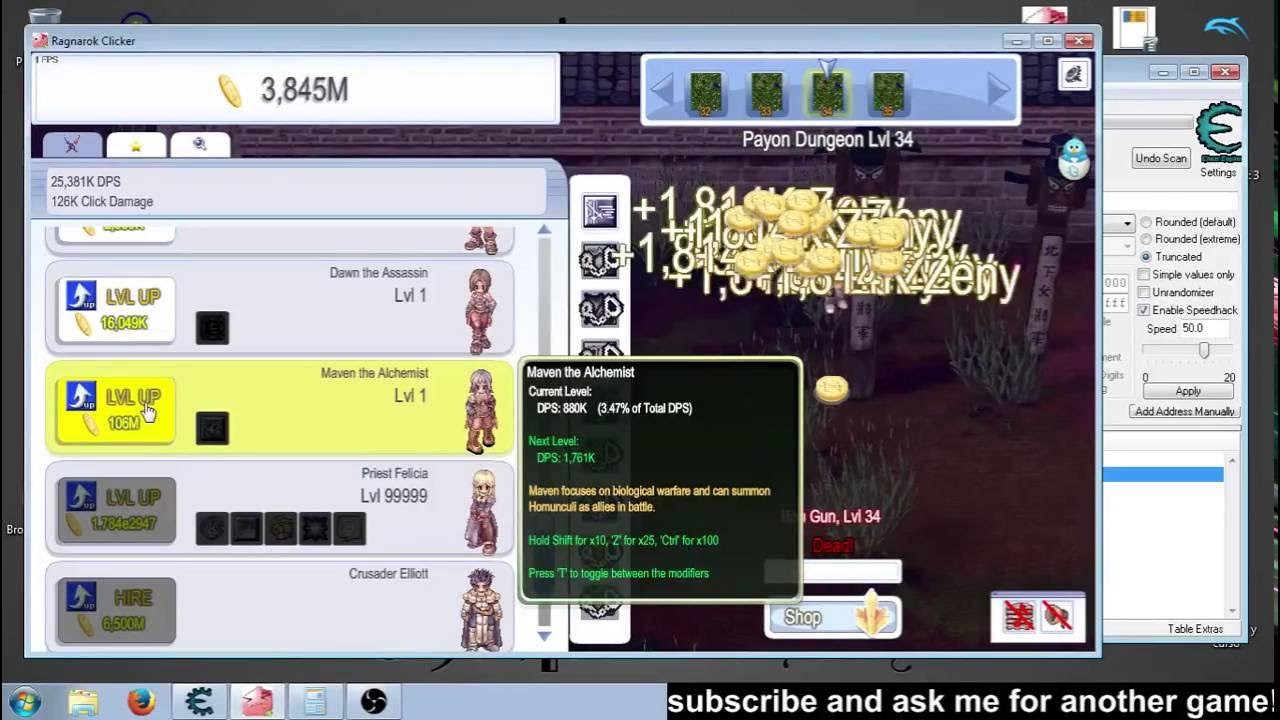Ragnarok Clicker Infinite lvl and speedhack Cheat engine YouTube