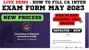 Live Demo :- How To Fill CA Inter Exam Form May 2023 | Step By Step Guidance | Exam Form New Process
