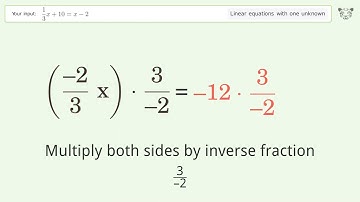 Solve 1/3x+10=x-2: Linear Equation Video Solution | Tiger Algebra