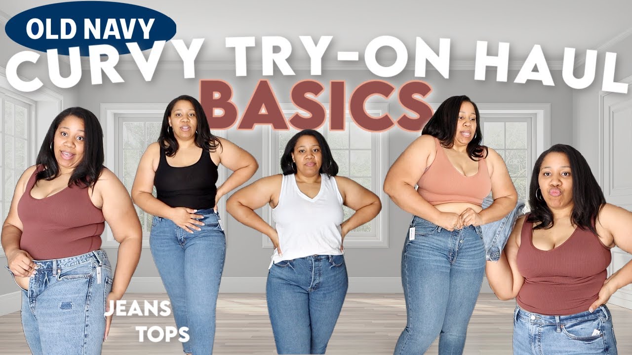Old Navy Basics Curvy Try-On Haul 2022 - TONS of Jeans, Spring & Summer, Plus Size