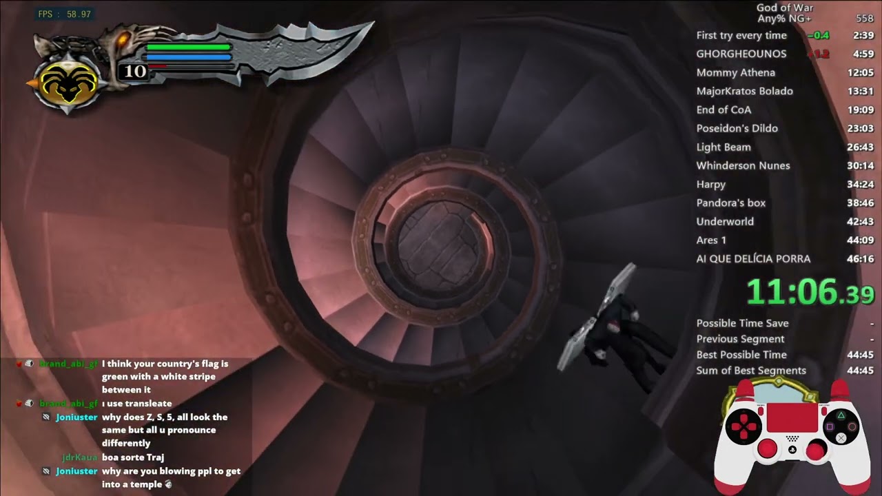 God of War Any% NG+ in 45:01 (PS3 emu)