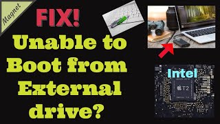 Change the security setting on your MacBook to boot from external USB drive