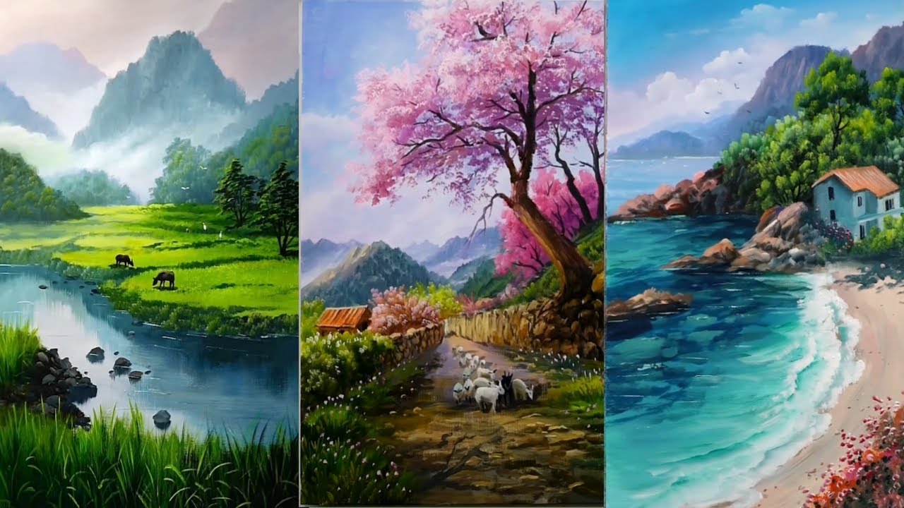 how to draw a nature painting | nature drawing easy | TAKE AND FUN ...