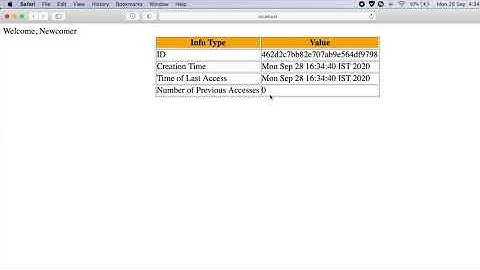 Servlet demonstrating the use of session creation,destruction and the number of visits