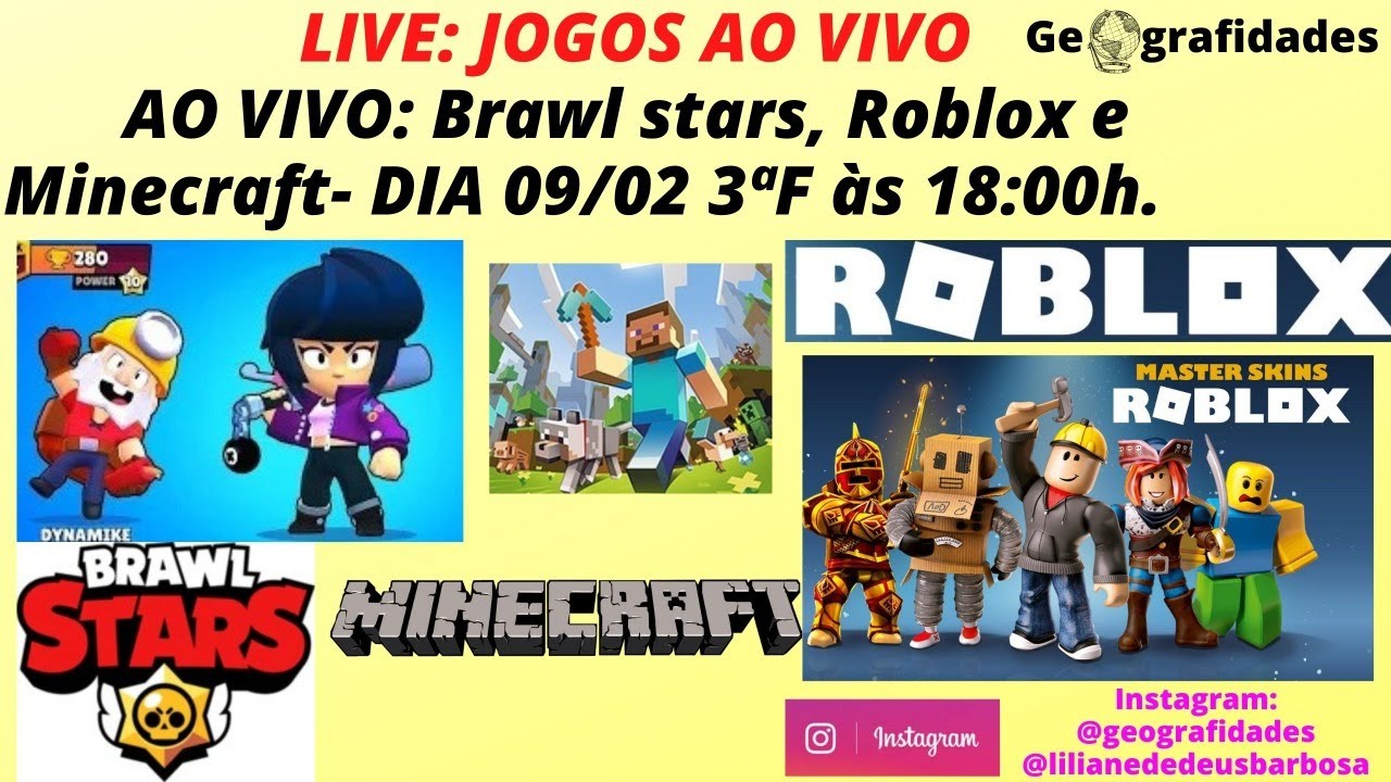 Live Combo De Jogos Brawl Stars Minecraft E Roblox Youtube - influencia jogo roblox na educaçao