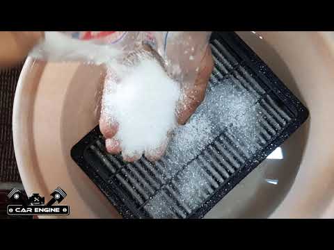 Clean the car air filter with soap and water