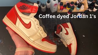 COFFEE DYED JORDAN 1's (How to coffee dye shoes)