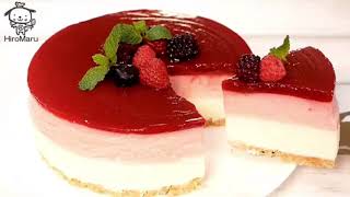 كيكة موس توت العليق - بدون خبز No-Bake raspberry mousse cake