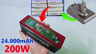 Build A Power Bank 24000mAh 200W Using 8Cell Old Dyson 20700 Battery