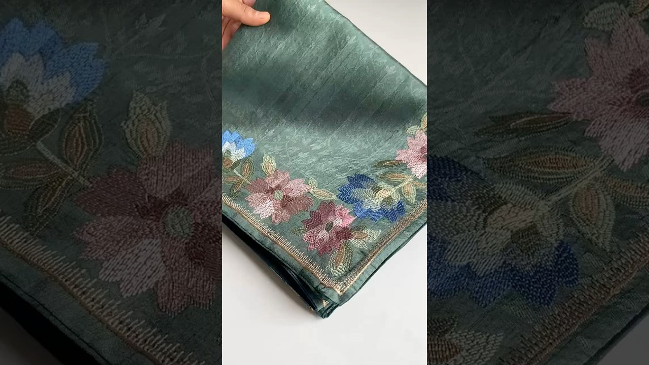 Tussar Silk Embroidery Floral Pattern Saree