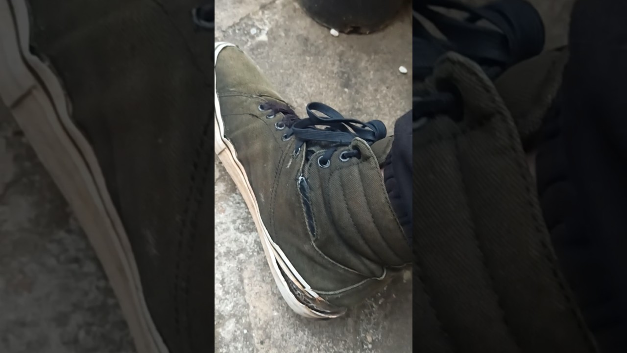Old worn hi-top skate shoes 