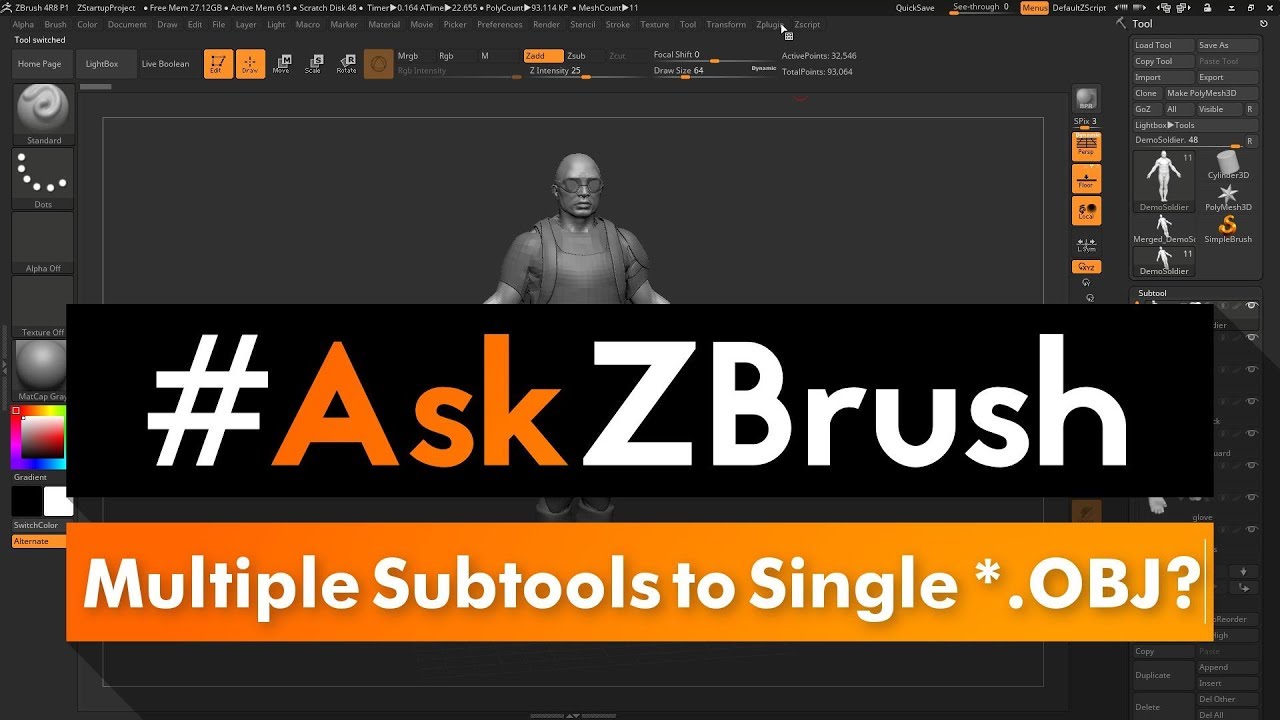 exporting zbrush to obj
