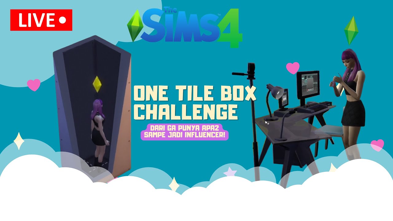 ONE TILE BOX CHALLENGE - THE SIMS 4, SAMPE JADI INFLUENCER!