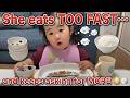 She eats TOO FAST… and keeps asking for MORE 😳🍚 #babyfood