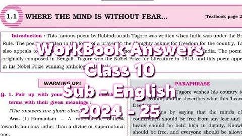 Class 10th English Chapter 1.1 Where The Mind Is Without Fear Navneet Digest Solutions | MH Board