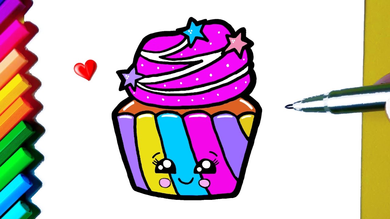 Como desenhar CUPCAKE Fofo Kawaii ❤ Desenhos Bonitos - Desenho