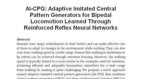 AI CPG  Adaptive Imitated Central Pattern Generators for Bipedal Locomotion Learned Through Reinforc