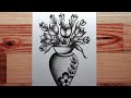 How To Draw Flower With Vase ||Flower Pot Drawing With Pencil Drawing|| CreativityStudio.