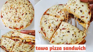 10 minutes double layer pizza on tawa |pizza sandwich |no oven pizza sandwich |cook with shagun