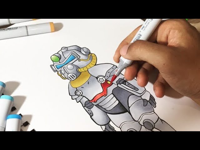 Drawing Fallout 4 Cartoon Power Armor Knight Youtube