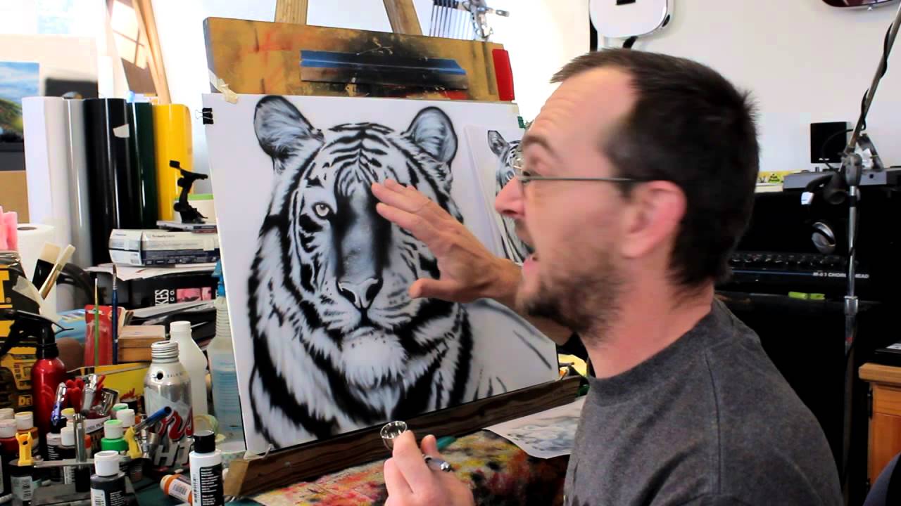 how to airbrush  a tiger  YouTube