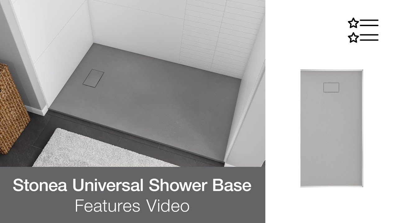 Stonea 4836 Solid Surface Universal Shower Base in White with End