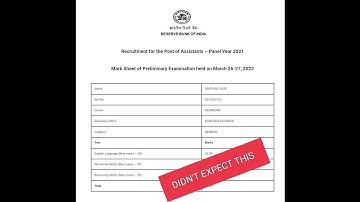 MY RBI ASSISTANT PRE SCORECARD ! AMAZED TO SEE THE RESULT