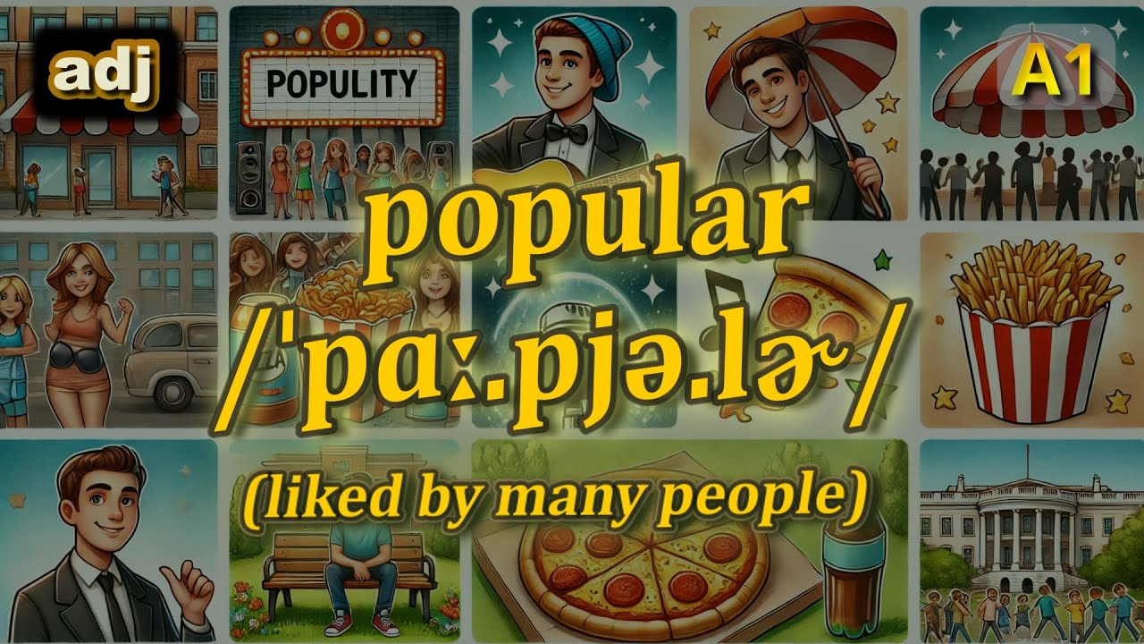 [adj] Popular meaning (liked by many people) with 5 examples - YouTube