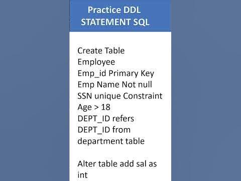 SQL DDL Practice Excercise| SQL Practice Questions|SQL Questions - YouTube