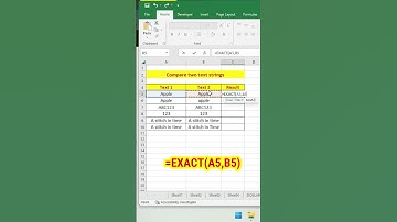 Compare two text  in excel