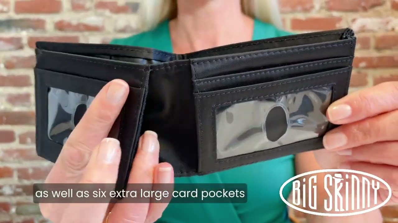 Big Skinny Men's Leather L-Shape Wallet - Black, Ultra Thin, Holds 25+ Cards & Cash, Rounded Corners - View #5