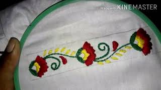 Hand Embroidery// Borderline embroidery  design// Indian hand embroidery patterns// Border design.