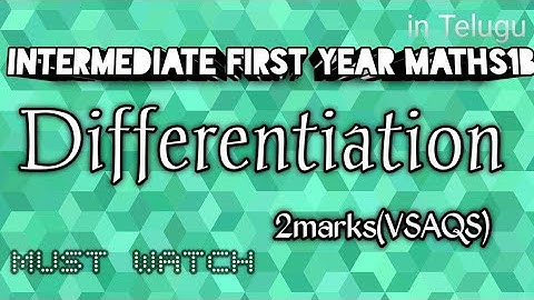 Differentiation chapter 2marks (VSAQS) ||INTER1ST YEAR MATHS1B IMPORTANT QUESTIONS||