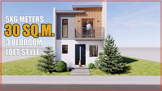 30SQ.M.(5X6 METERS) 3 BEDROOM LOFT STYLE SMALL HOUSE DESIGN