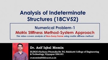 Numerical problem-1-Analysis of non-sway-Rigid frame by matrix stiffness method- system approach