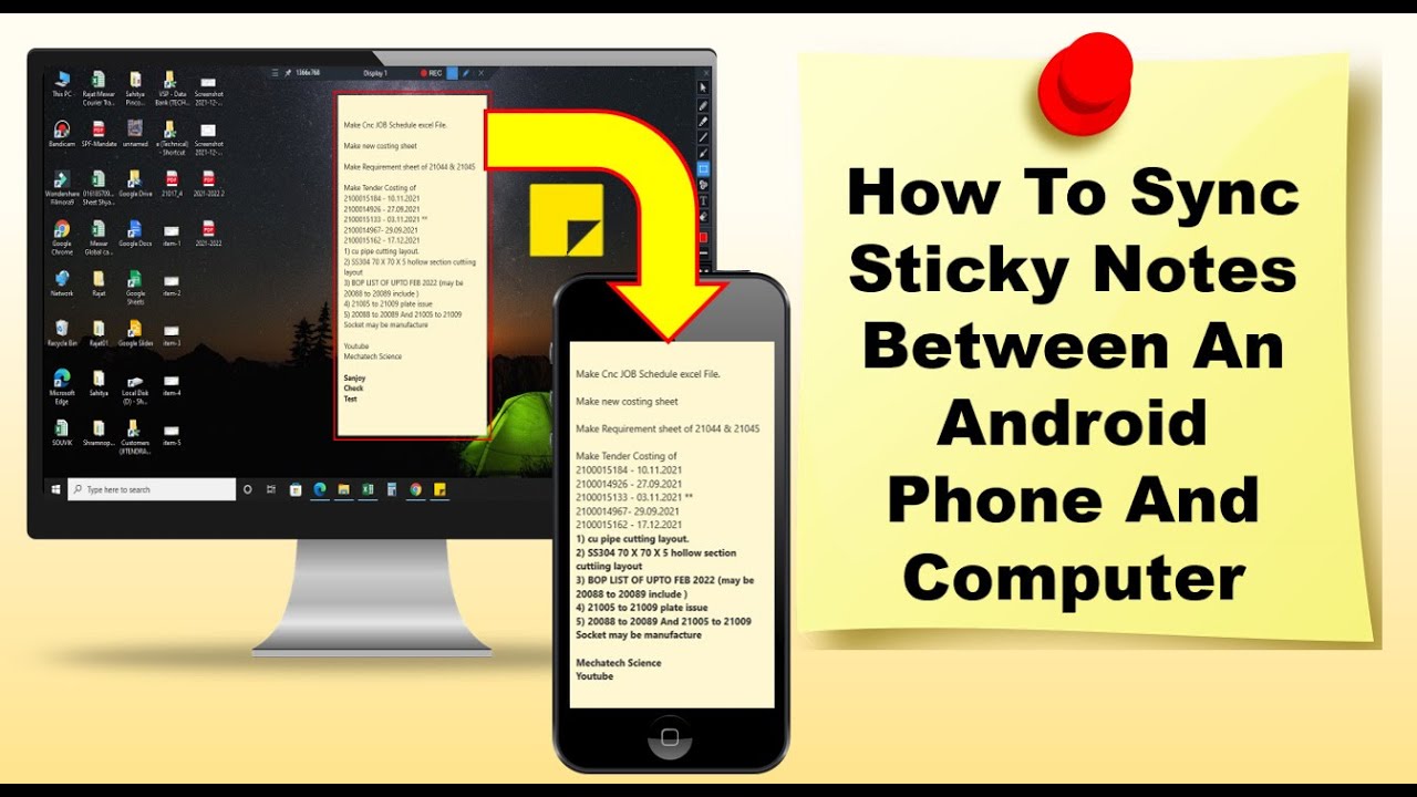 How To Sync Between Phone And Computer | Share your sticky With Your Phone - YouTube