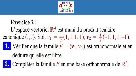 Exercice corrigé 2 sur les espaces euclidiens : Procédé de Gram-Schmidt