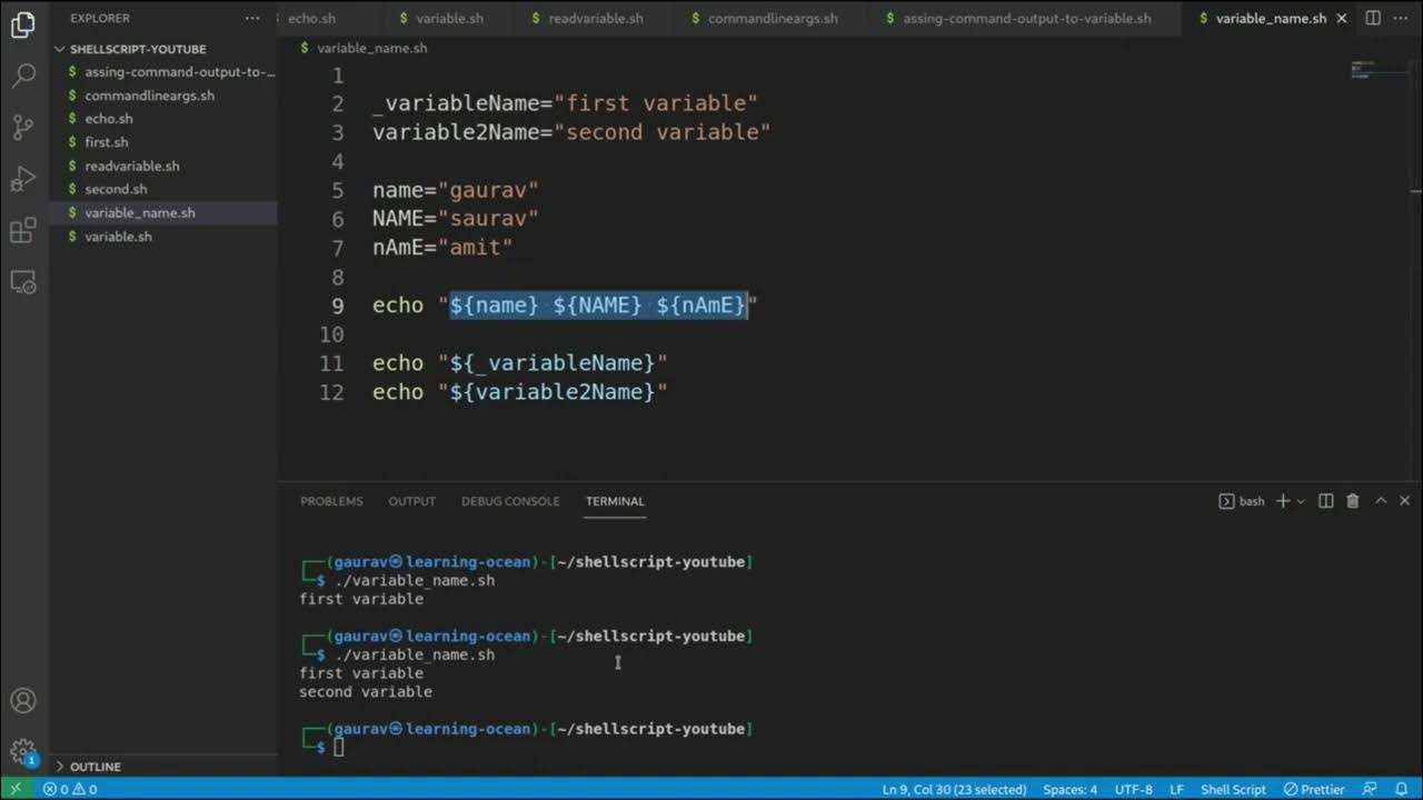 Shell Script tutorials - 9 - Rules for Naming Variable Name - Valid ...
