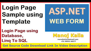 Login form asp.net webform | login sample asp.net | login page in asp.net c#  | login asp.net