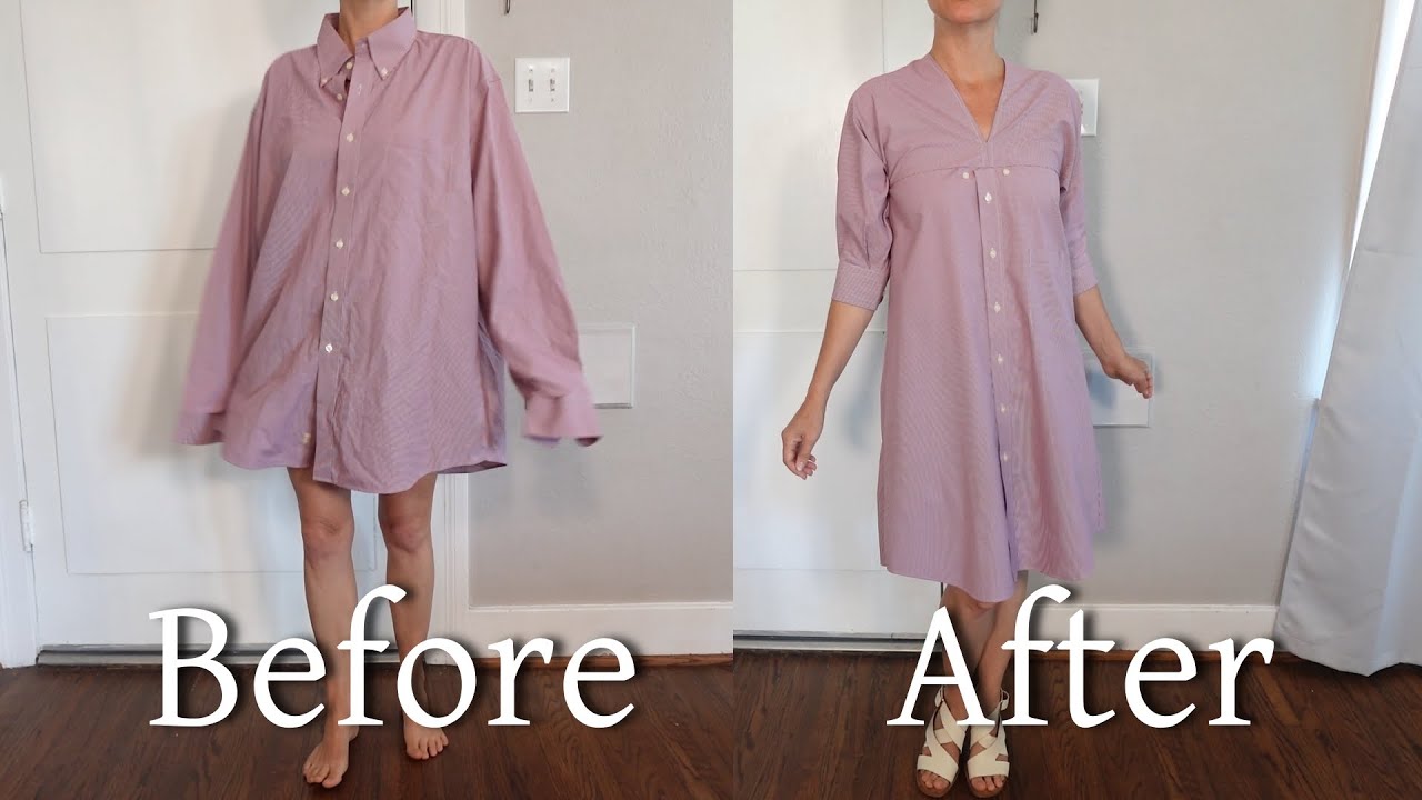How to Upcycle an Oversized Shirt into a Boxy Dress - Beginner Sewing Project