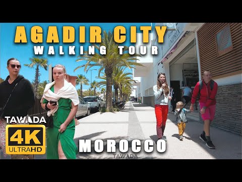 Agadir city - foggy morning walking tour ( Morocco 4K UHD )