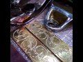 Candy gold powder coating over engraved polish finish
