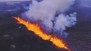 Stunning drone footage captures Iceland volcanic eruption